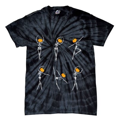 Ballet Dancer Skeletons Pumpkin Head Ballet Dance Halloween Tie-Dye T-Shirt
