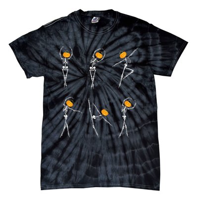 Ballet Dancer Skeletons Pumpkin Head Ballet Dance Halloween Tie-Dye T-Shirt