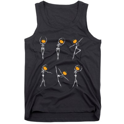 Ballet Dancer Skeletons Pumpkin Head Ballet Dance Halloween Tank Top