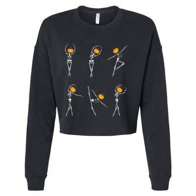 Ballet Dancer Skeletons Pumpkin Head Ballet Dance Halloween Cropped Pullover Crew