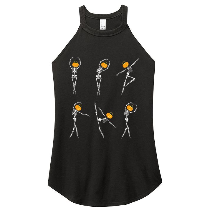 Ballet Dancer Skeletons Pumpkin Head Ballet Dance Halloween Women's Perfect Tri Rocker Tank