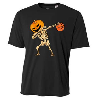 Basketball Dabbing Skeleton Men Halloween Basketball Cooling Performance Crew T-Shirt