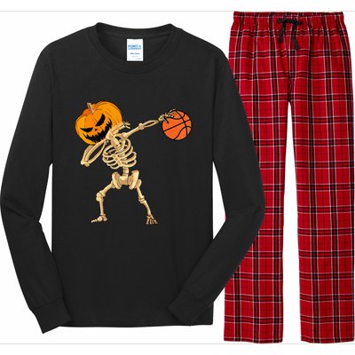 Basketball Dabbing Skeleton Men Halloween Basketball Long Sleeve Pajama Set