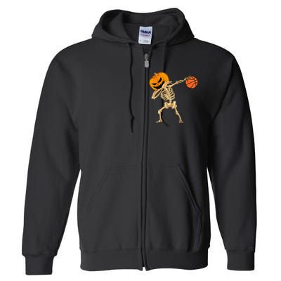 Basketball Dabbing Skeleton Men Halloween Basketball Full Zip Hoodie