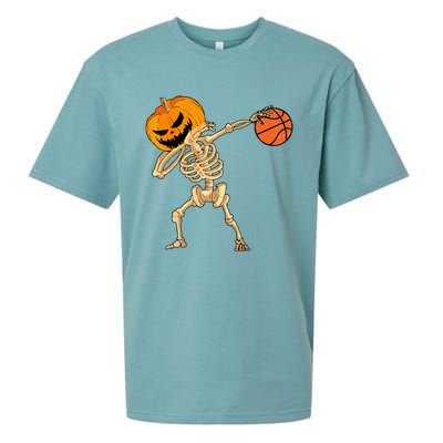 Basketball Dabbing Skeleton Men Halloween Basketball Sueded Cloud Jersey T-Shirt