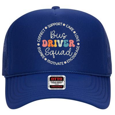 Bus Driver Squad Appreciation Week Back To School High Crown Mesh Back Trucker Hat