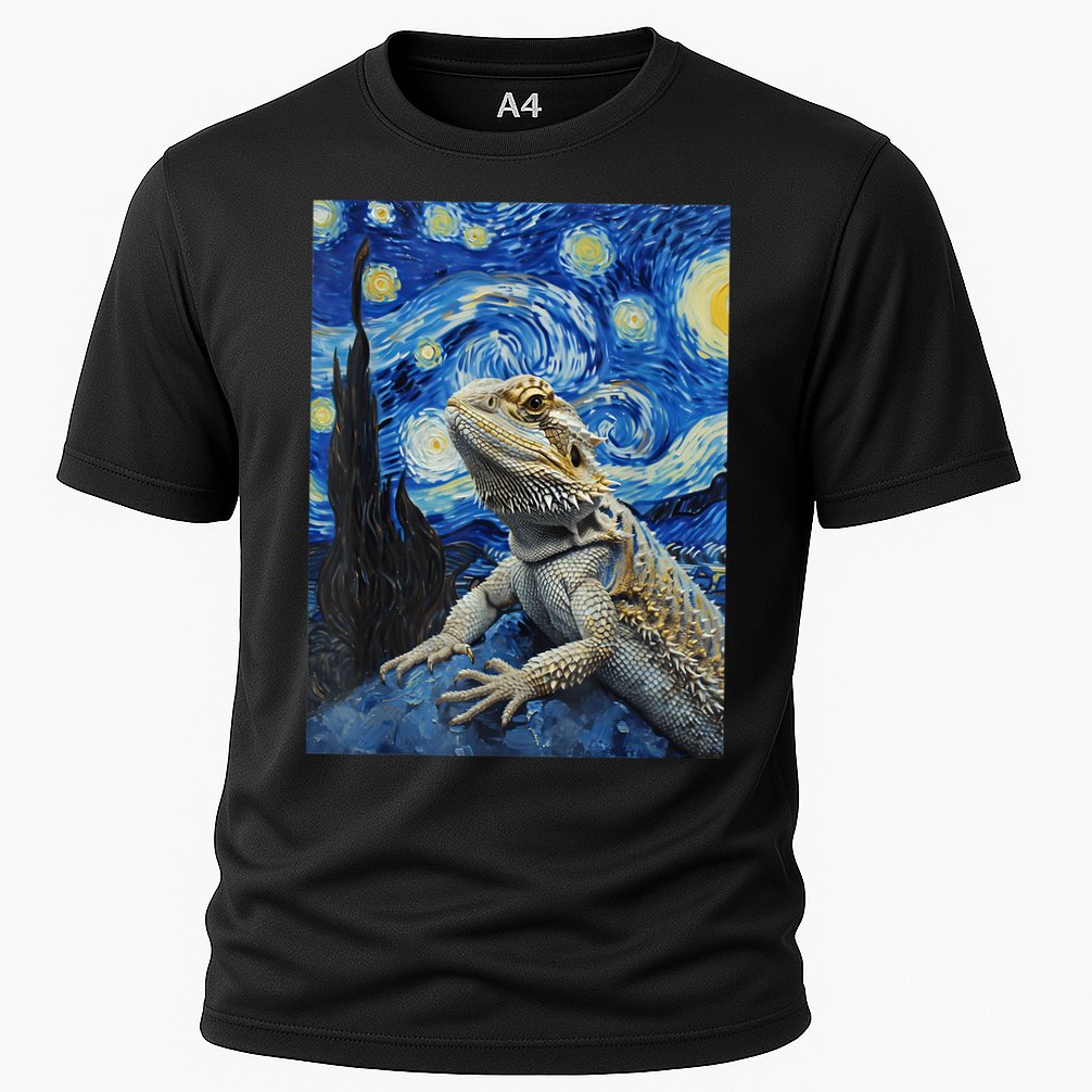Bearded Dragon Starry Night Van Gogh Style Cooling Performance Crew T-Shirt