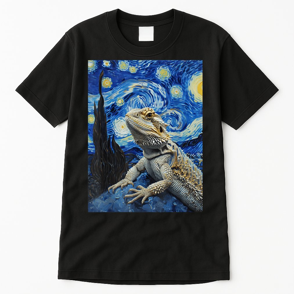 Bearded Dragon Starry Night Van Gogh Style Tall T-Shirt
