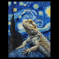 Bearded Dragon Starry Night Van Gogh Style Backpack
