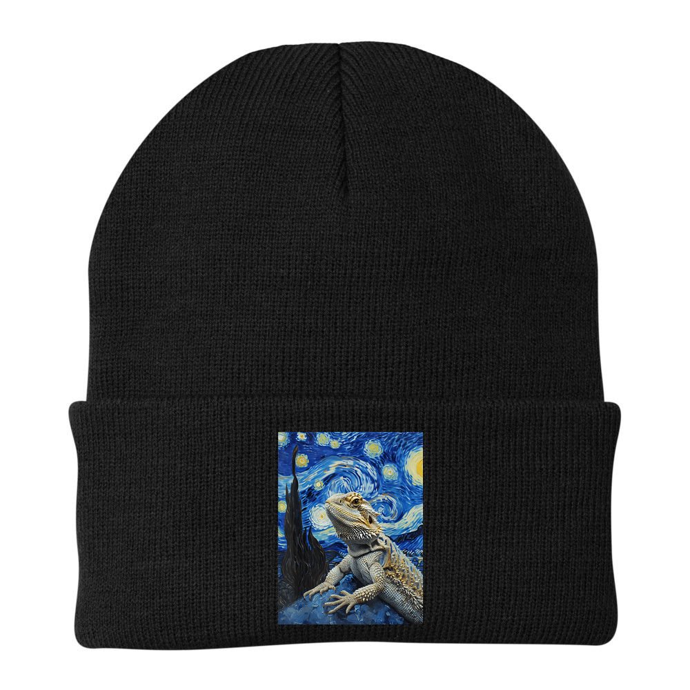 Bearded Dragon Starry Night Van Gogh Style Beanie