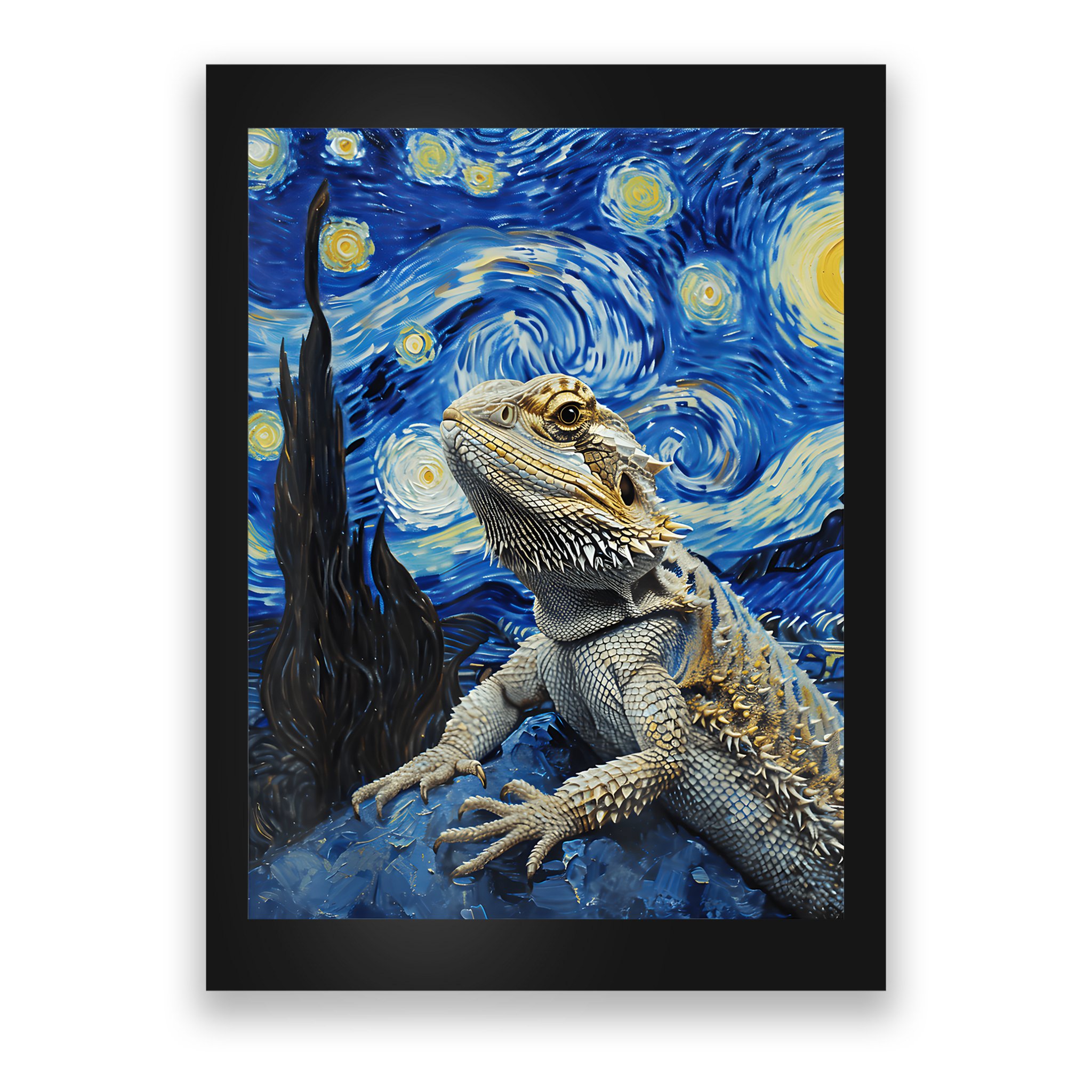 Bearded Dragon Starry Night Van Gogh Style Poster