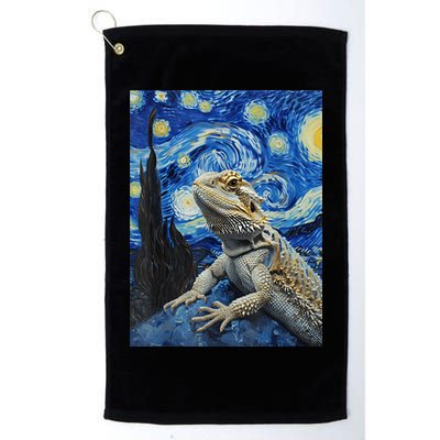 Bearded Dragon Starry Night Van Gogh Style Golf Towel