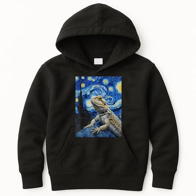 Bearded Dragon Starry Night Van Gogh Style Kids Hoodie