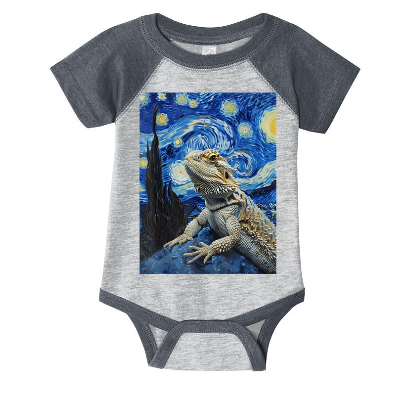 Bearded Dragon Starry Night Van Gogh Style Infant Baby Jersey Bodysuit