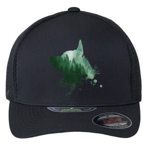 Black Dog Silhouette Heeler Dog Australian Cattle Dog Flexfit Unipanel Trucker Cap