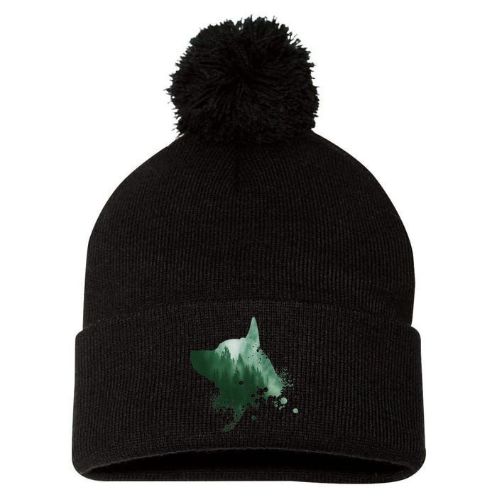 Black Dog Silhouette Heeler Dog Australian Cattle Dog Pom Pom 12in Knit Beanie