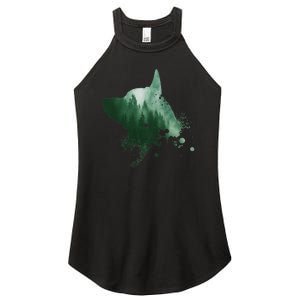 Black Dog Silhouette Heeler Dog Australian Cattle Dog Women's Perfect Tri Rocker Tank