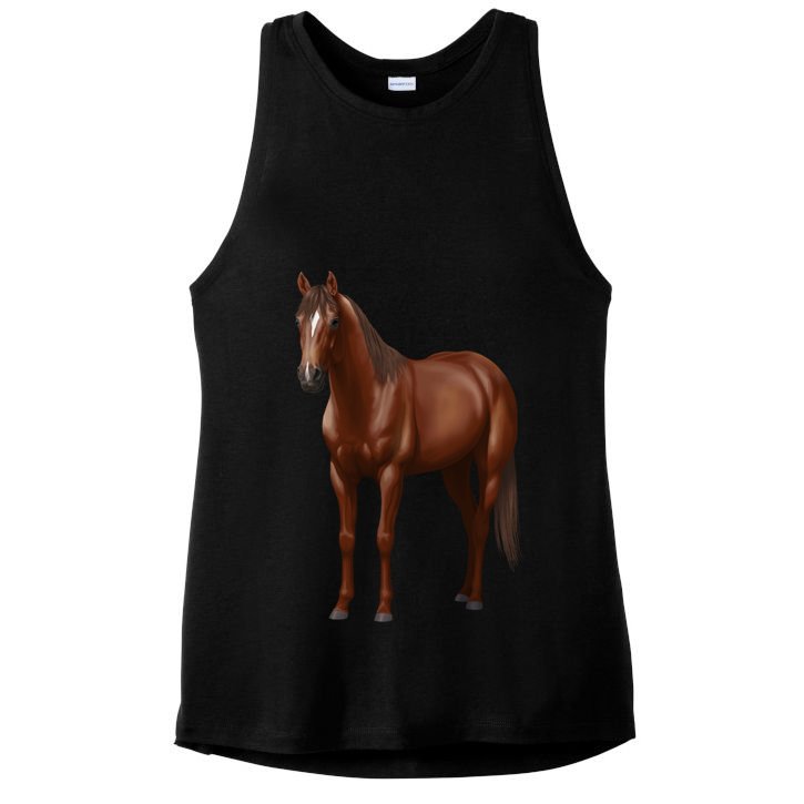 Beautiful Dark Sorrel Chestnut Quarter Horse Lover Retro Ladies PosiCharge Tri-Blend Wicking Tank