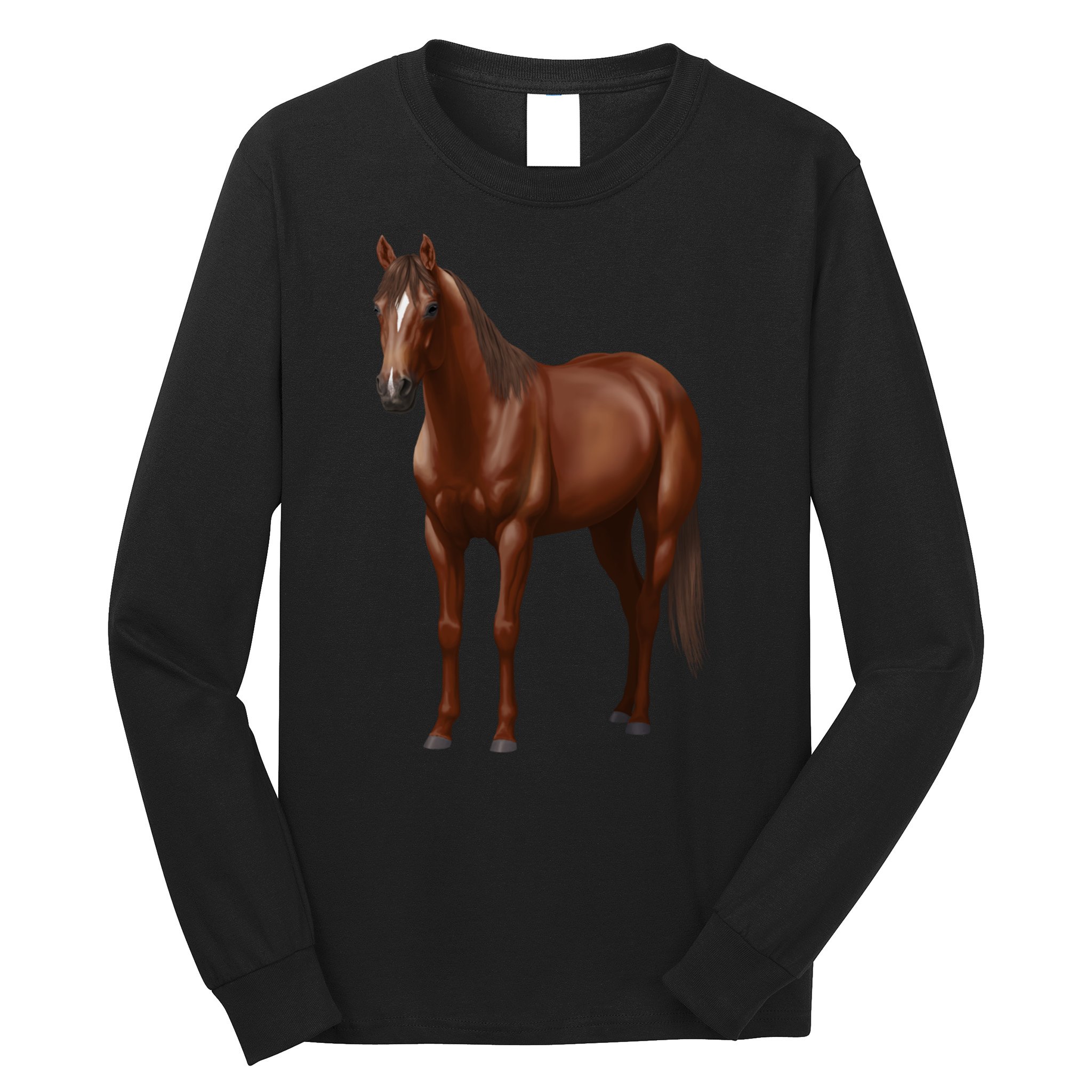 Beautiful Dark Sorrel Chestnut Quarter Horse Lover Retro Long Sleeve Shirt