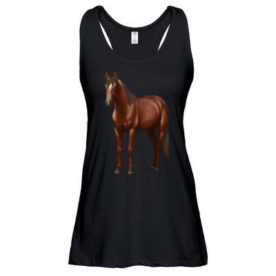 Beautiful Dark Sorrel Chestnut Quarter Horse Lover Retro Ladies Essential Flowy Tank
