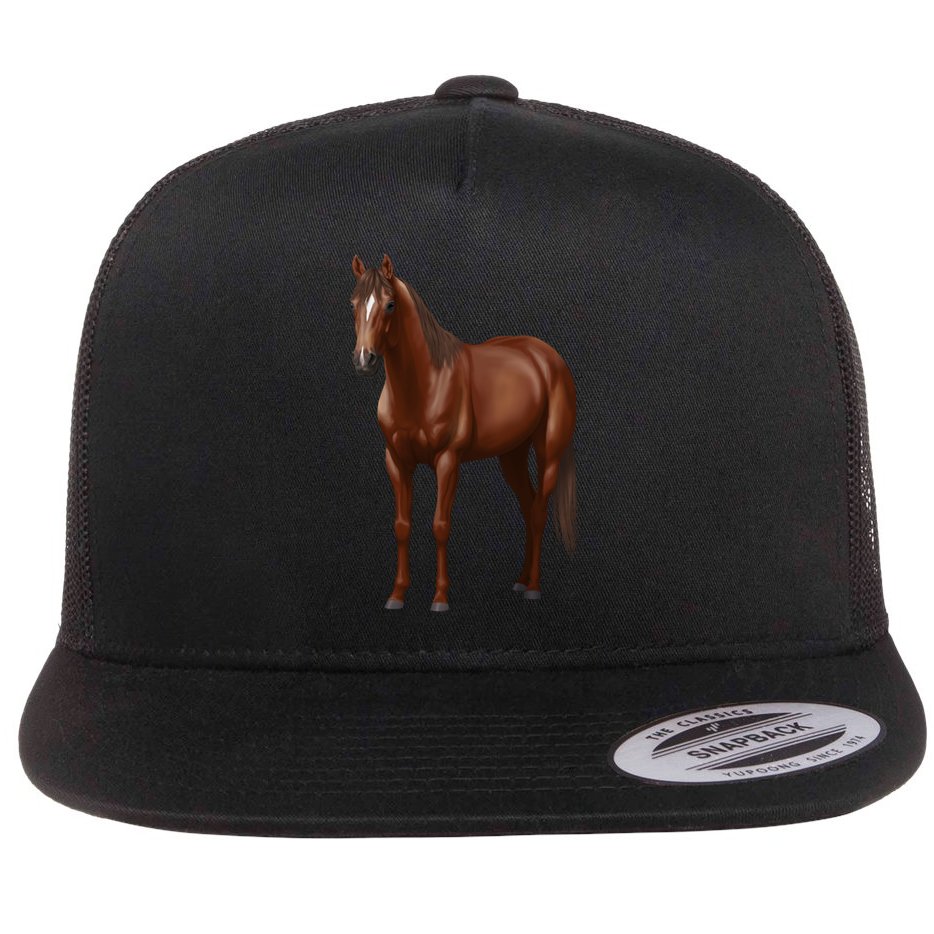 Beautiful Dark Sorrel Chestnut Quarter Horse Lover Retro Flat Bill Trucker Hat