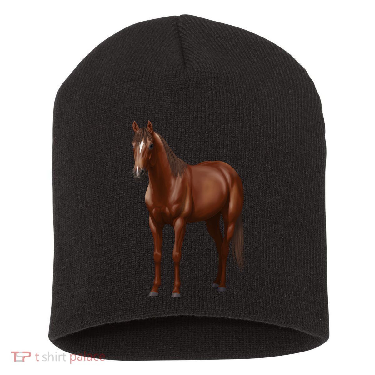 Beautiful Dark Sorrel Chestnut Quarter Horse Lover Retro Short Acrylic Beanie