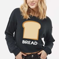 Bread Design Slice Of Bread Cropped Pullover Crew
