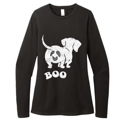 Boo Dachshund Spooky Dog Wiener Halloween Costume Womens CVC Long Sleeve Shirt