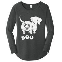 Boo Dachshund Spooky Dog Wiener Halloween Costume Women's Perfect Tri Tunic Long Sleeve Shirt