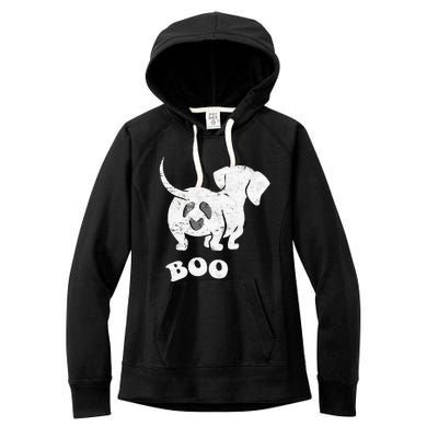 Boo Dachshund Spooky Dog Wiener Halloween Costume Women's Fleece Hoodie