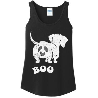 Boo Dachshund Spooky Dog Wiener Halloween Costume Ladies Essential Tank