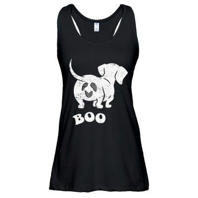 Boo Dachshund Spooky Dog Wiener Halloween Costume Ladies Essential Flowy Tank