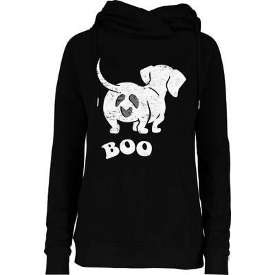 Boo Dachshund Spooky Dog Wiener Halloween Costume Womens Funnel Neck Pullover Hood