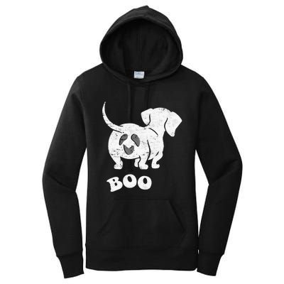 Boo Dachshund Spooky Dog Wiener Halloween Costume Women's Pullover Hoodie