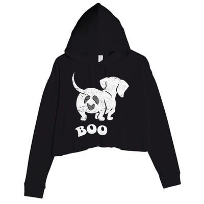 Boo Dachshund Spooky Dog Wiener Halloween Costume Crop Fleece Hoodie