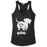 Boo Dachshund Spooky Dog Wiener Halloween Costume Ladies PosiCharge Competitor Racerback Tank