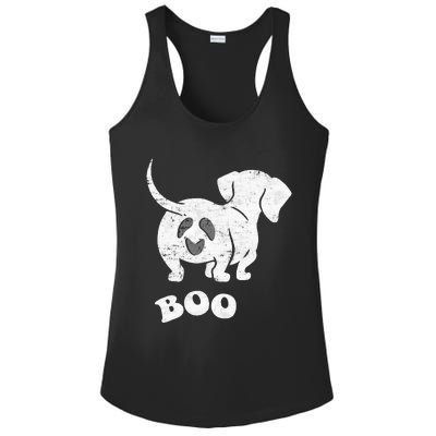 Boo Dachshund Spooky Dog Wiener Halloween Costume Ladies PosiCharge Competitor Racerback Tank