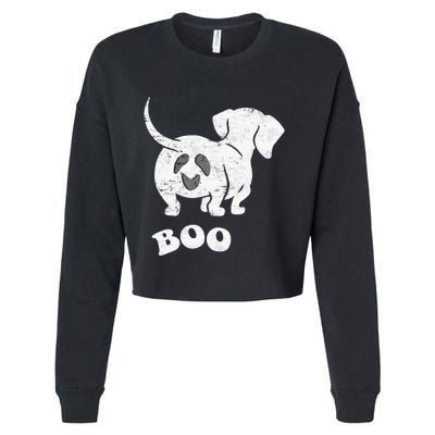 Boo Dachshund Spooky Dog Wiener Halloween Costume Cropped Pullover Crew