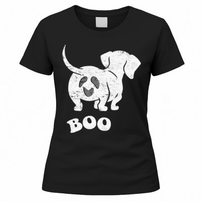 Boo Dachshund Spooky Dog Wiener Halloween Costume Women's T-Shirt