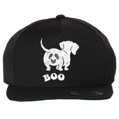 Boo Dachshund Spooky Dog Wiener Halloween Costume Wool Snapback Cap