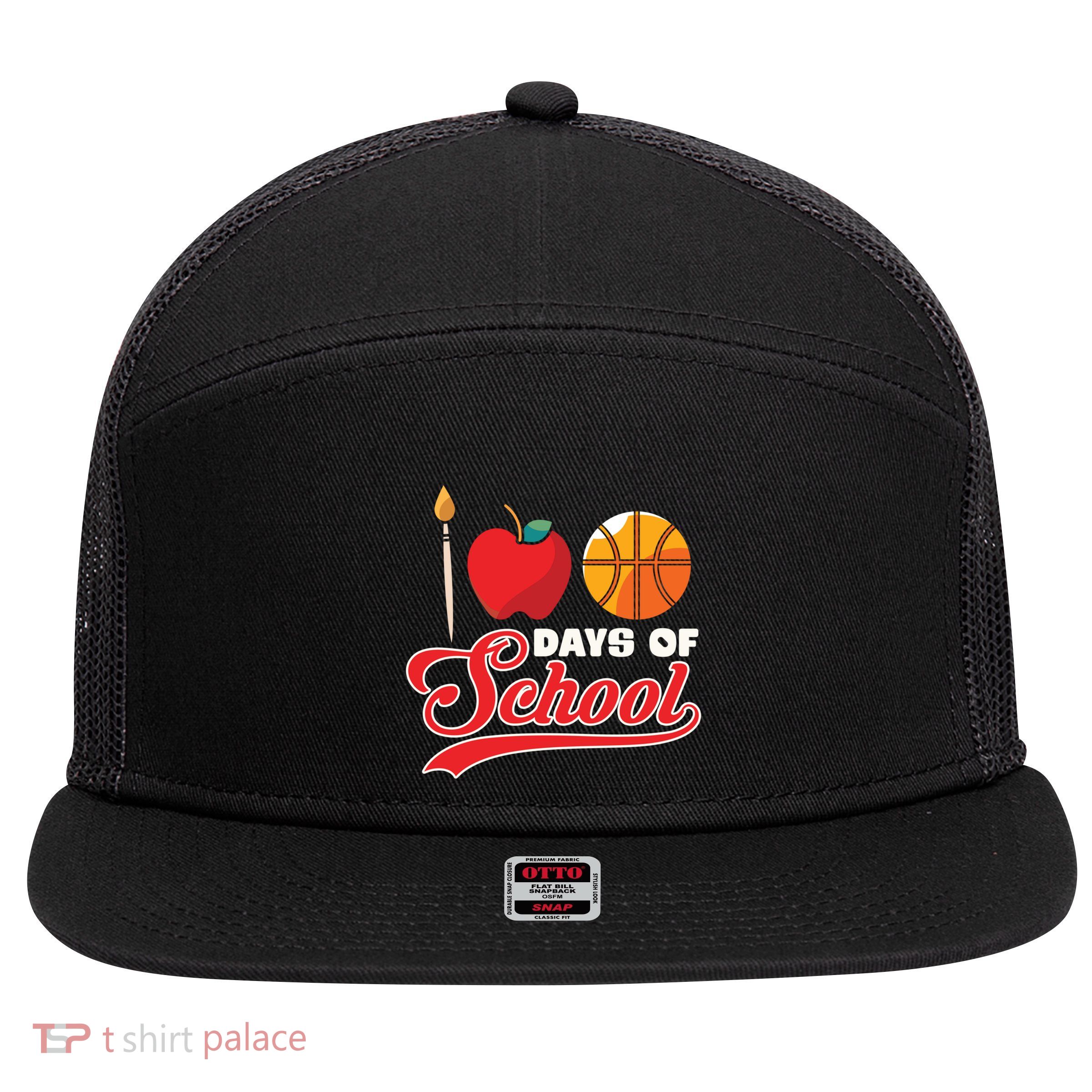 Basketball Drawing Student Gift 100 Days Of School Great Gift 7 Panel Mesh Trucker Snapback Hat