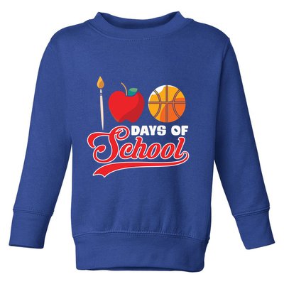 Basketball Drawing Student Gift 100 Days Of School Great Gift Toddler Sweatshirt