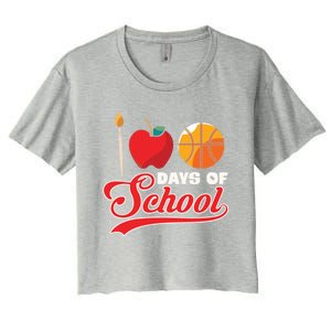 Basketball Drawing Student Gift 100 Days Of School Great Gift Women's Crop Top Tee