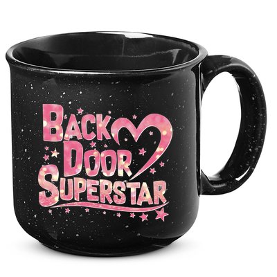 Back Door Superstar Meme Pink Glitter 15oz Campfire Ceramic Mug