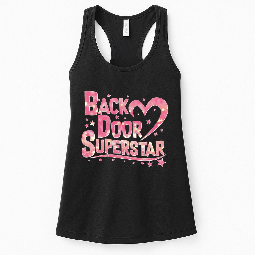 Back Door Superstar Meme Pink Glitter Womens Tank Top