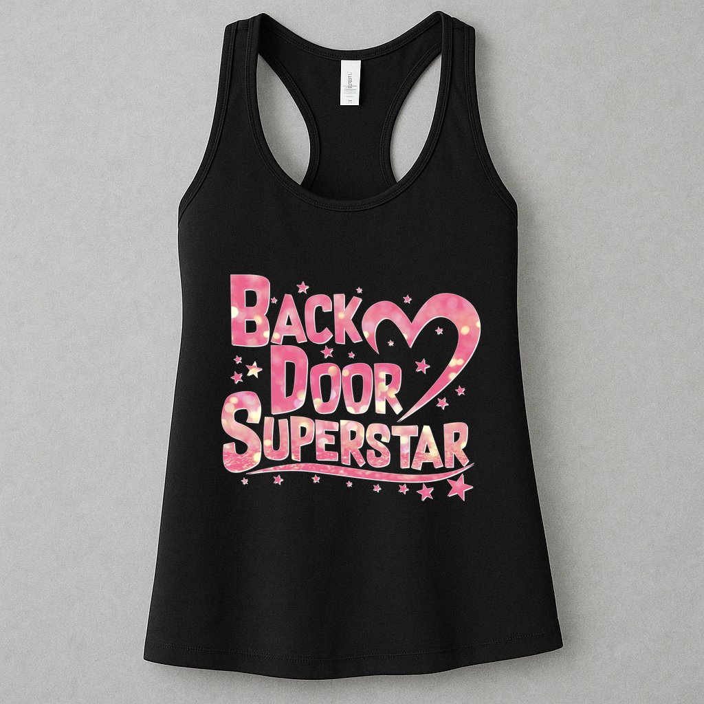 Back Door Superstar Meme Pink Glitter Womens Tank Top