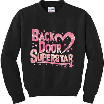 Back Door Superstar Meme Pink Glitter Kids Sweatshirt