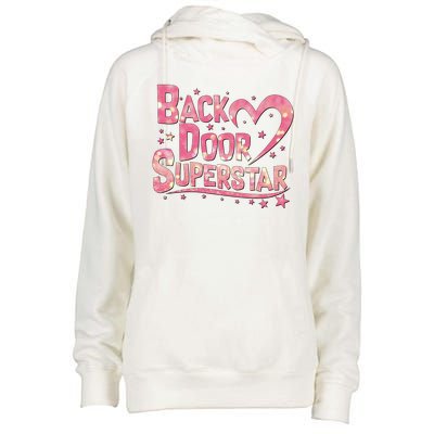 Back Door Superstar Meme Pink Glitter Womens Funnel Neck Pullover Hood