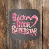 Back Door Superstar Meme Pink Glitter Coaster