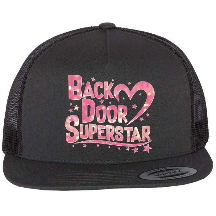 Back Door Superstar Meme Pink Glitter Flat Bill Trucker Hat